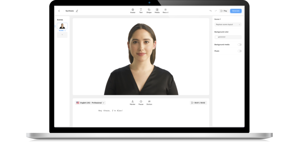 synthesia AI voice generator to generate tailored voices