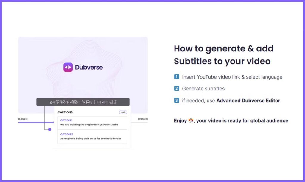 Dubverse is an AI-powered creator-oriented platform that offers localization services for your videos in forms of dubbing, subtitling and converting text to speech. A lot of creators and brands use Dubverse because of its ease of use, advanced features, pricing and customer support.